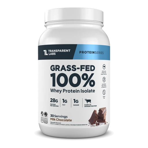 Transparent Labs 100% Grass-Fed Whey Protein Isolate Milk Chocolate 2 lb tub