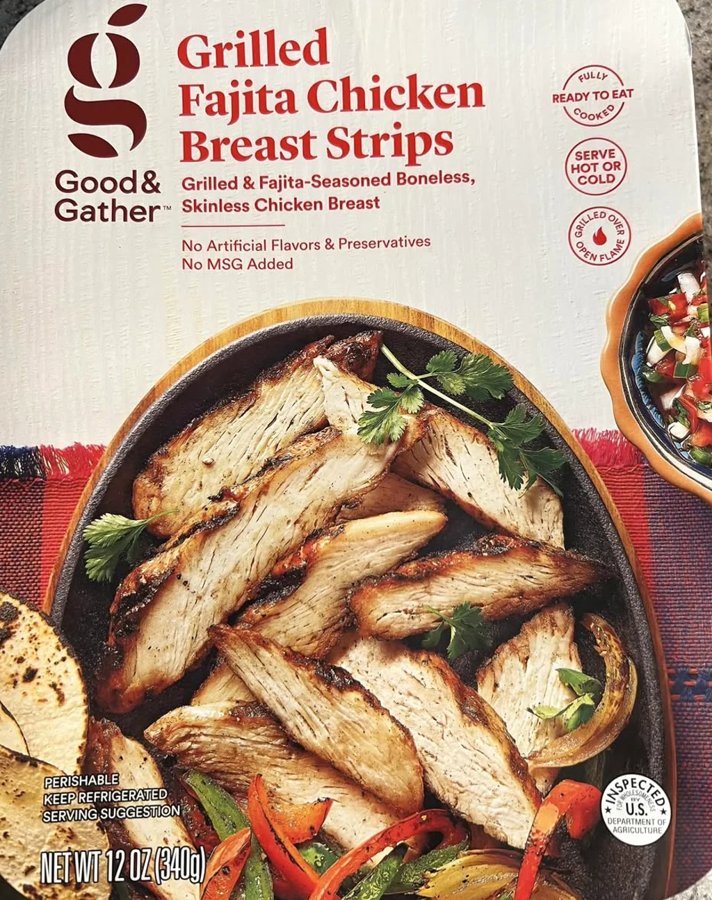 Good & Gather grilled fajita chicken breast strips package