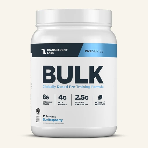 Transparent Labs BULK Pre-Workout Blue Raspberry 30 servings tub