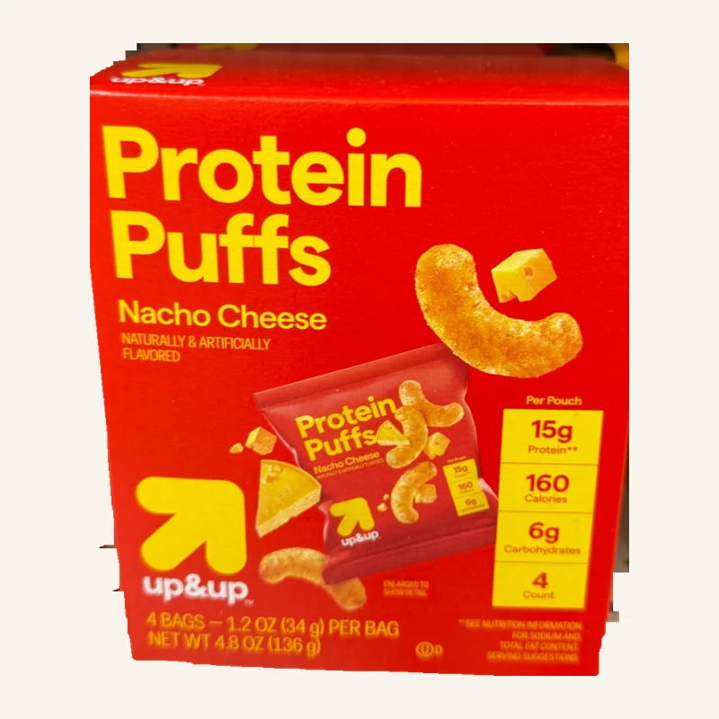 up&up Nacho Cheese Protein Puffs 4 bag box