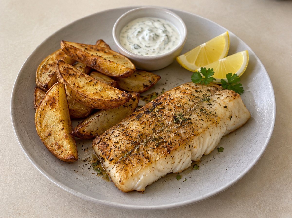 Air Fryer Cod & Potato Wedges