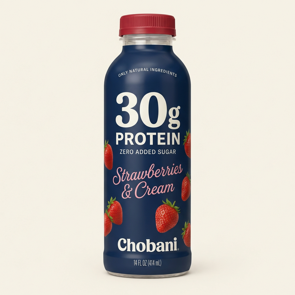 Chobani 30g Protein Strawberries and Cream Greek yogurt drink 14 fl oz bottle
