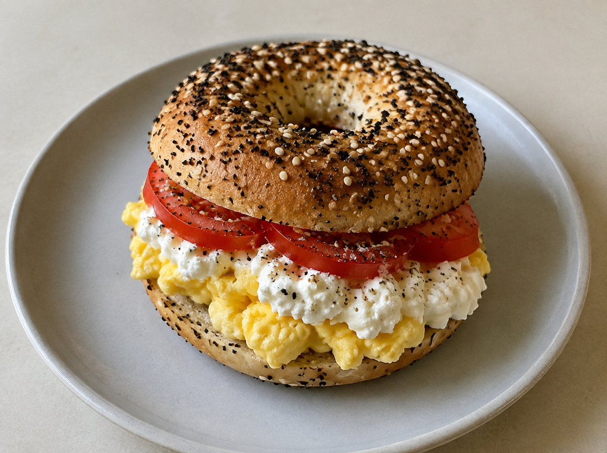 Cottage Cheese Bagel Sandwich