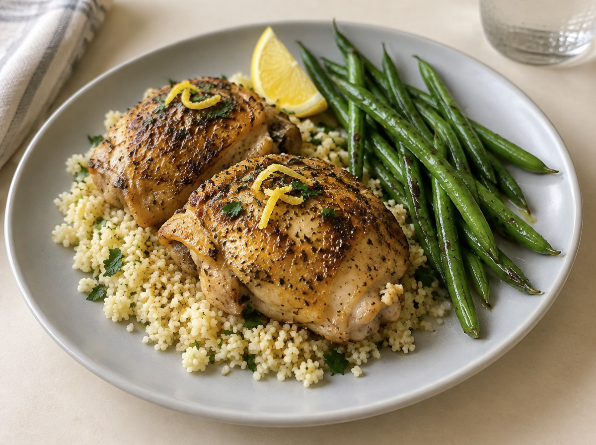Lemon Herb Chicken Thighs with Couscous